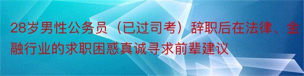 28岁男性公务员（已过司考）辞职后在法律、金融行业的求职困惑真诚寻求前辈建议