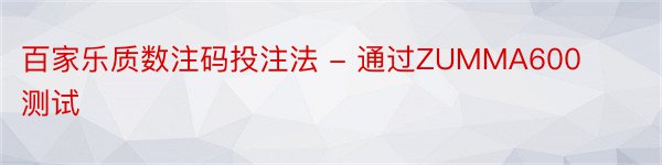 百家乐质数注码投注法 - 通过ZUMMA600测试