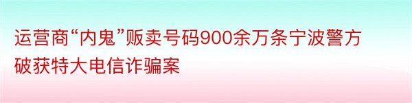 运营商“内鬼”贩卖号码900余万条宁波警方破获特大电信诈骗案