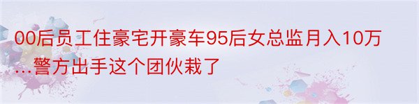 00后员工住豪宅开豪车95后女总监月入10万…警方出手这个团伙栽了