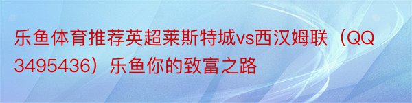 乐鱼体育推荐英超莱斯特城vs西汉姆联（QQ3495436）乐鱼你的致富之路